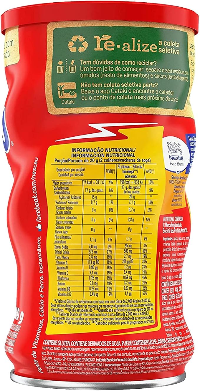 Kit Achocolatado em Pó Nescau 2.0 400g Pote 3un