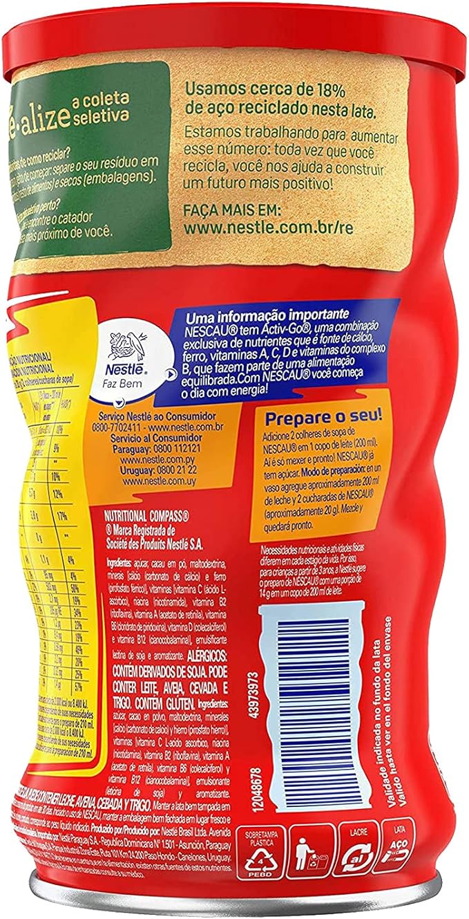 Kit Achocolatado em Pó Nescau 2.0 400g Pote 6un