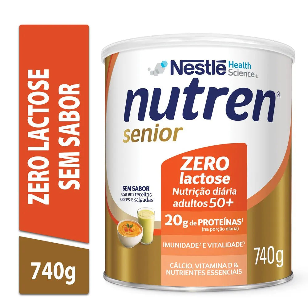 Nutren Senior Complemento Alimentar Sem Sabor Zero Lactose 740g
